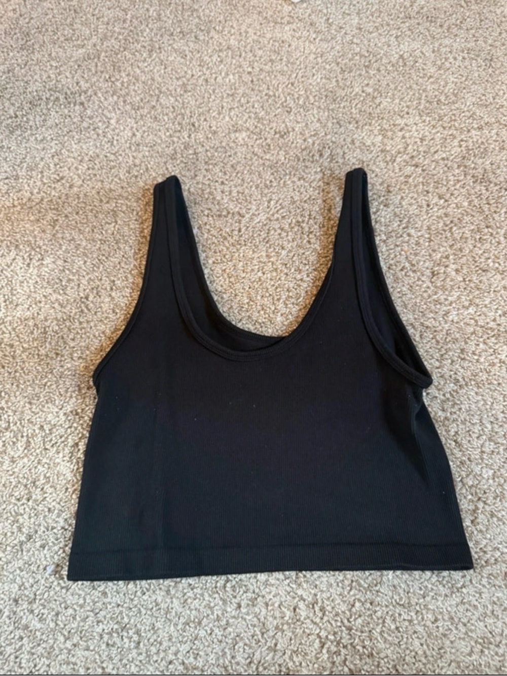 No Boundaries Black Ribbed Scoop Crop Tank